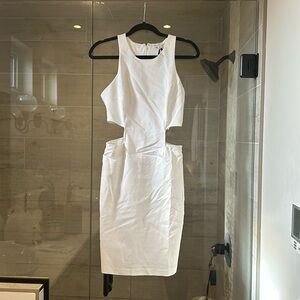 White Mini Dress with Cut Outs